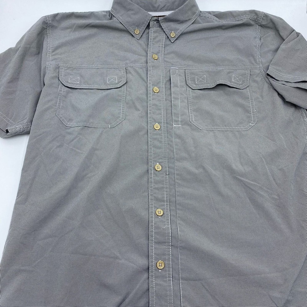 C. E. Schmidt Brown Tiny Plaid Shoy Sleeve Shirt - Large